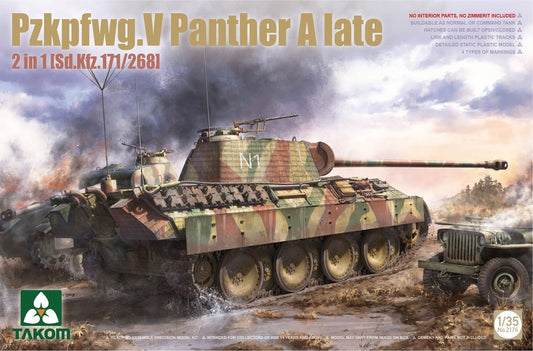 Takom 1/35 Pzkpfwg.V Panther A Late 2 in 1 [Sd.Kfz.171/268] Plastic Model Kit