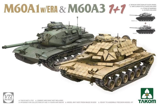 Takom 1/72 M60A1 w/ERA & M60A3 1+1 Plastic Model Kit