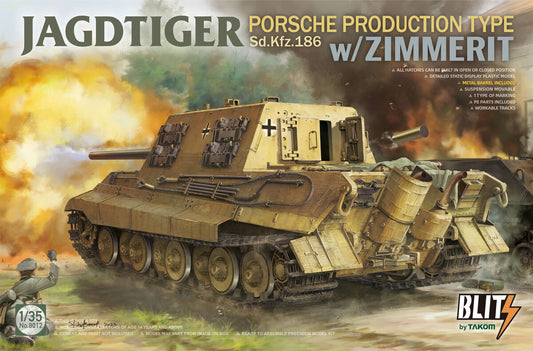 Takom 1/35 Jagdtiger Porsche Production Type Sd.kfz.186 w Zimmerit Plastic Model Kit