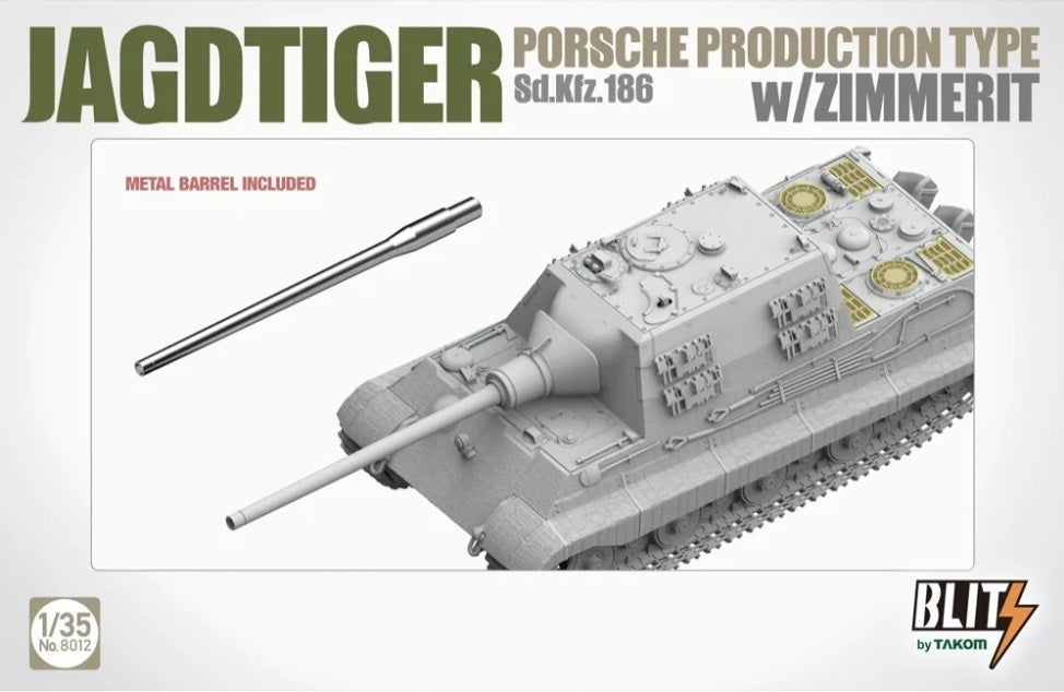 Takom 1/35 Jagdtiger Porsche Production Type Sd.kfz.186 w Zimmerit Plastic Model Kit