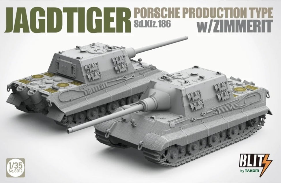 Takom 1/35 Jagdtiger Porsche Production Type Sd.kfz.186 w Zimmerit Plastic Model Kit