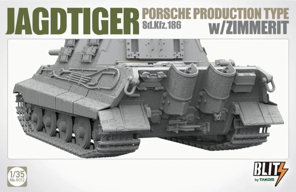 Takom 1/35 Jagdtiger Porsche Production Type Sd.kfz.186 w Zimmerit Plastic Model Kit