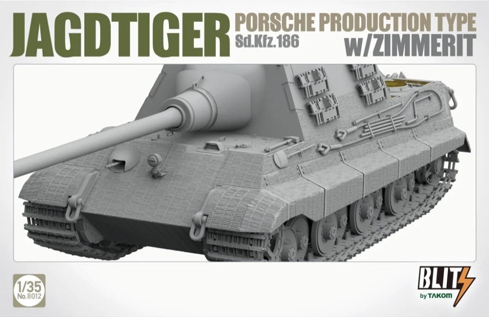 Takom 1/35 Jagdtiger Porsche Production Type Sd.kfz.186 w Zimmerit Plastic Model Kit