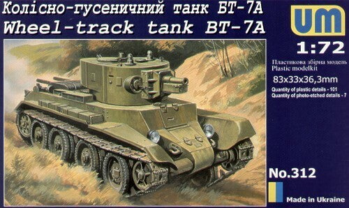 UM-MT 1/72 WHEEL-TRACK LIGHT TANK BT-7A w/artillery turret Plastic Model Kit