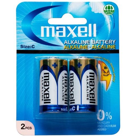 Maxell Alkaline C Size Batteries 2 pack