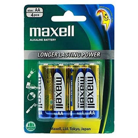 Maxell Alkaline AA Batteries 4 pack