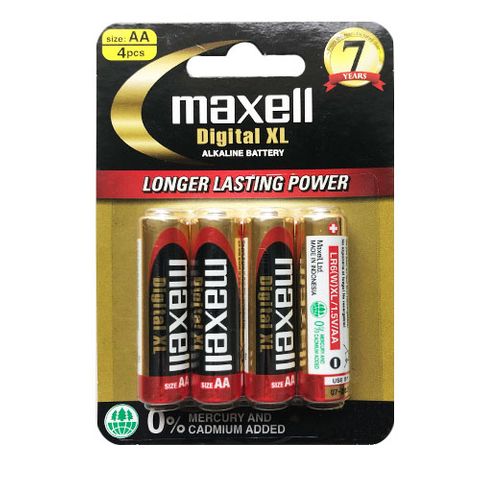 Maxell Alkaline Battery AA 4 Pack Blister Digital XL